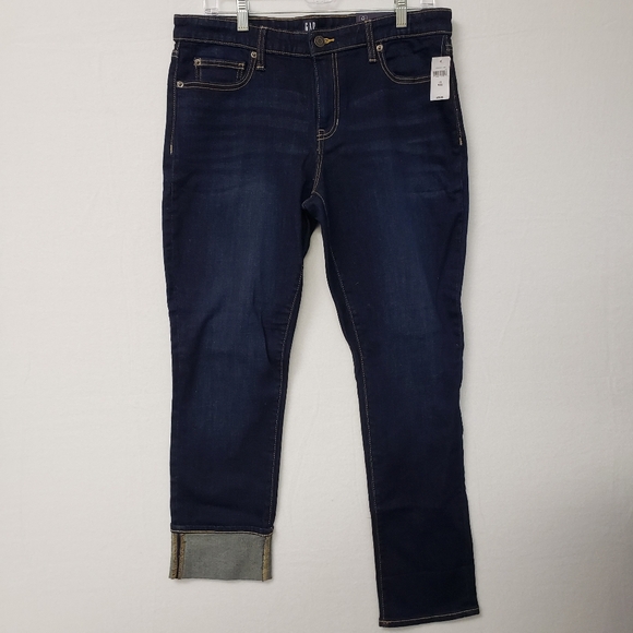 GAP Denim - GAP Straight Ankle Jeans Women 10/30R High Rise Dark  Blue Denim Whiskers NWT